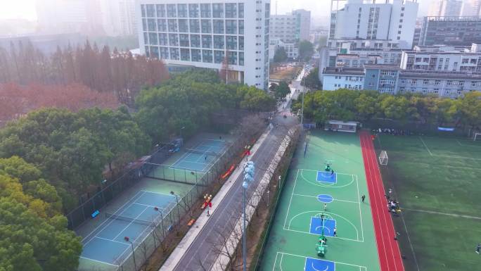 上海杨浦区同济大学本部航拍校园风景风光素