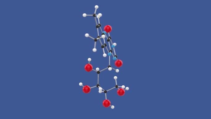 维生素B2核黄素3D分子结构动画