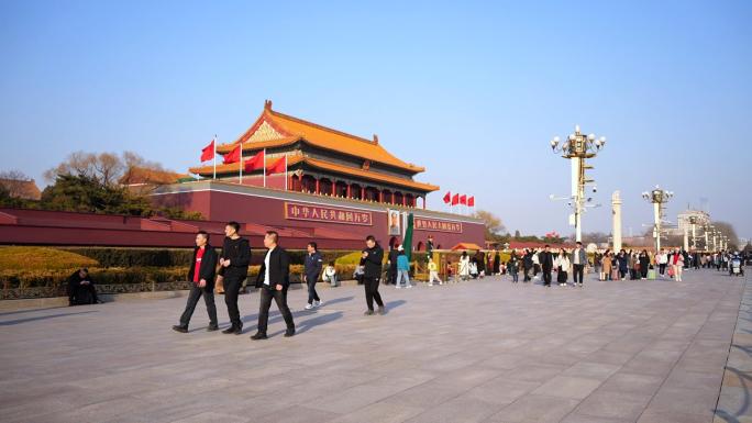 全国两会期间北京天安门广场人流延时