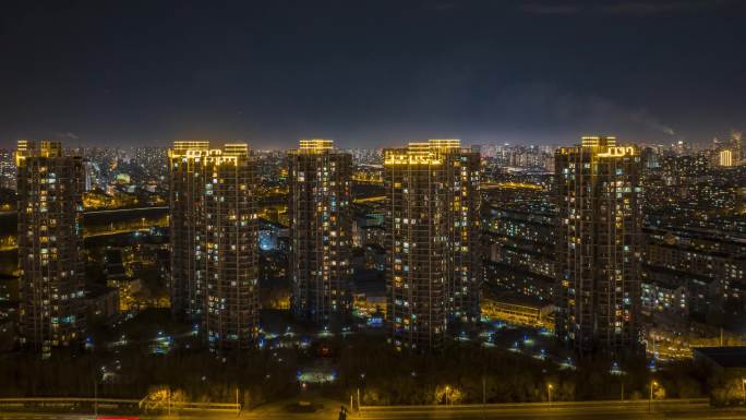 中国辽宁沈阳城市夜景延时万家灯火