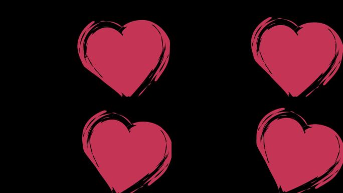红心飞翔:爱情动画与红心图标，情人节庆祝