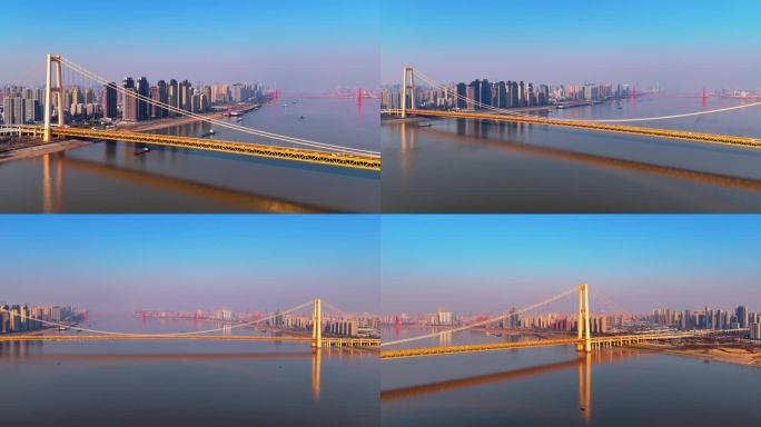 武汉桥梁杨泗港长江大桥过江悬索桥公路桥1