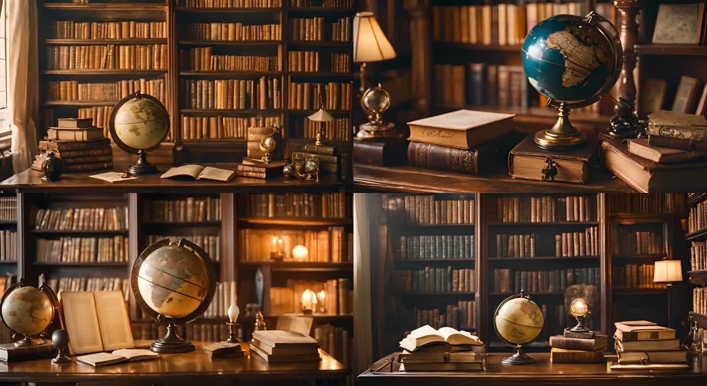 时光书房：陈旧书籍与地球仪的故事