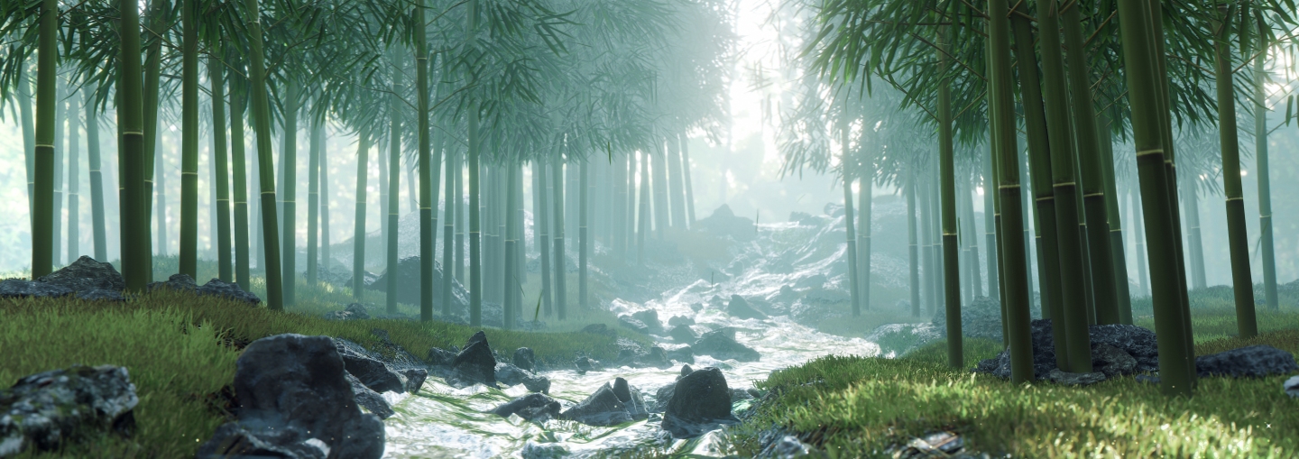 竹林与溪水宽屏投影