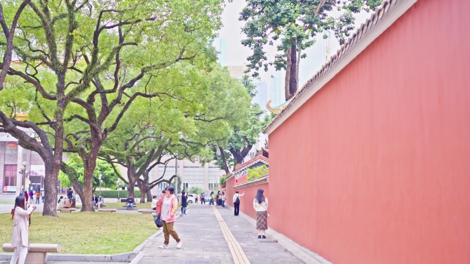 4K实拍，广州中山路广州图书馆农讲所红墙