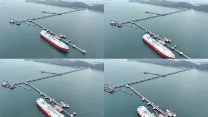 在海洋中运行的LPG油轮、LNG(液化天然气)油轮。石油、原油、天然气运输船。油船湾石油气、石油化学