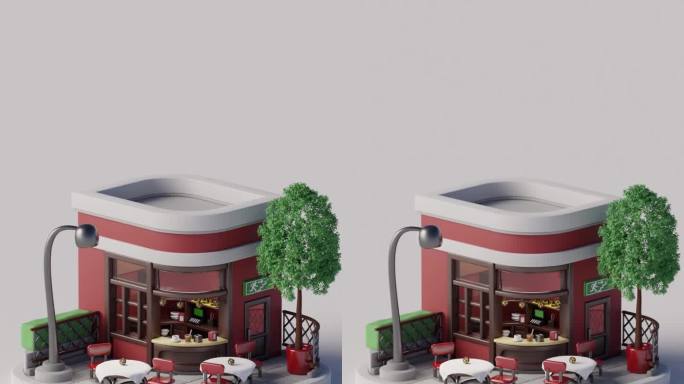 三维等距咖啡馆循环动画