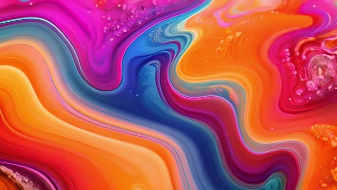 流动的颜料油漆飞舞流动的液体色彩油漆慢镜