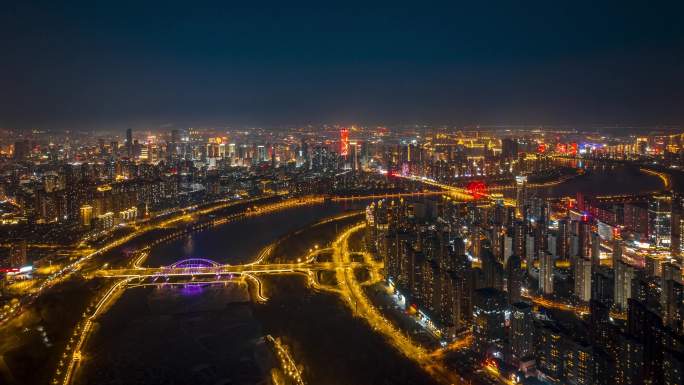 中国辽宁沈阳城市夜景延时万家灯火