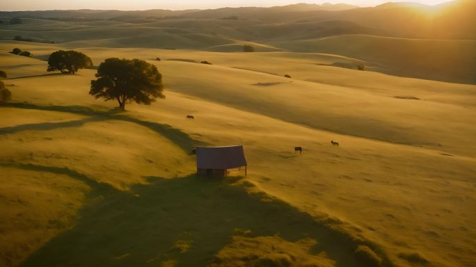 夕阳下的草原：一幅动人心魄的自然画卷