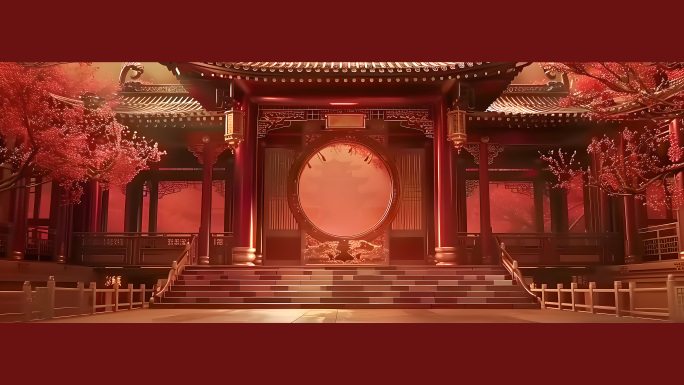 古代庭院戏曲背景