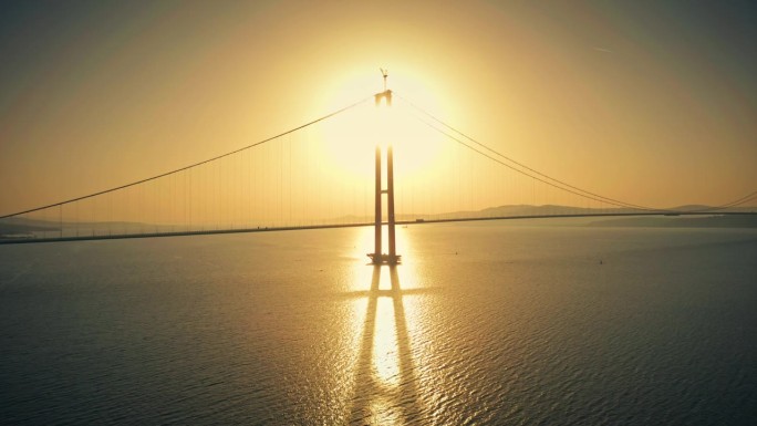 达达尼尔海峡大桥，1915年Çanakkale大桥日落航拍