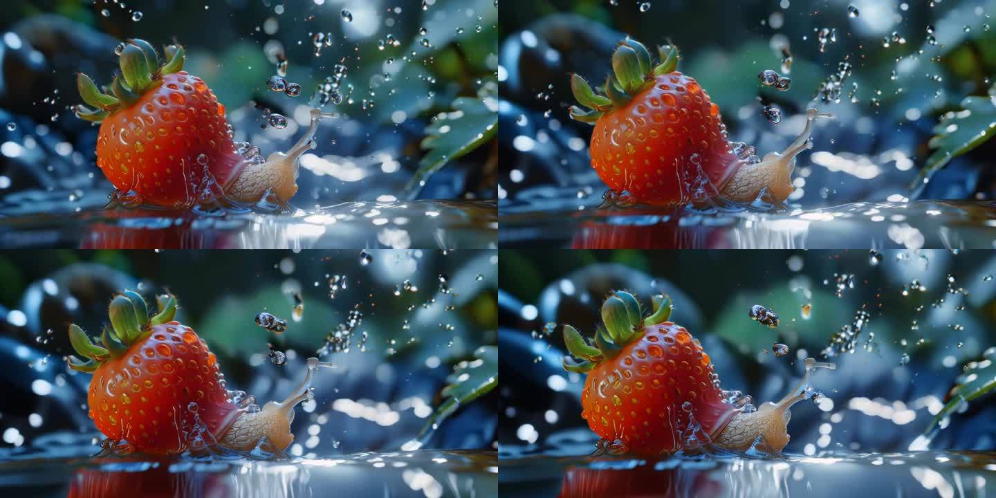 唯美水果草莓创意水滴通透