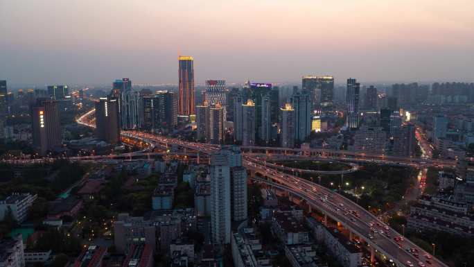 上海虹桥商圈夜景亮灯延时