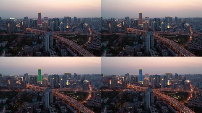 上海虹桥商圈夜景亮灯延时