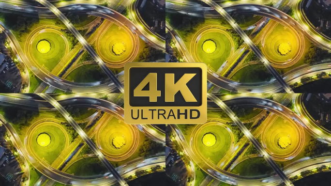 航拍立交桥车流延时 长春亚泰北环立交夜景