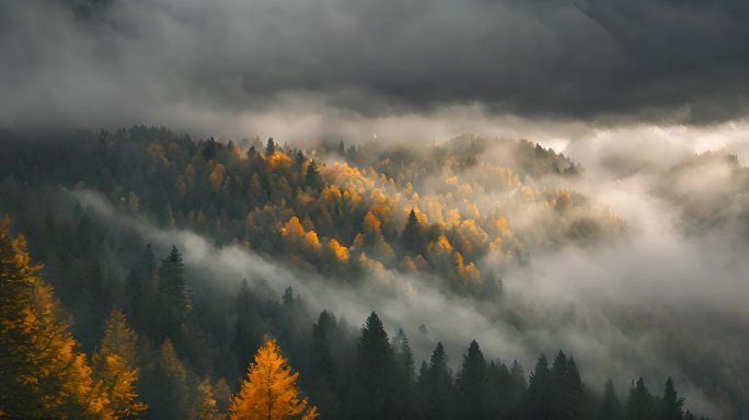 秋之山脉 云雾缭绕的仙境
