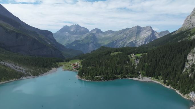 航拍欧洲自然风光高山湖泊