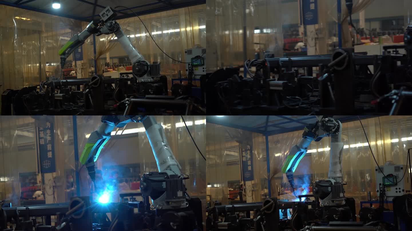 工业车间机械臂全自动焊接智能机器焊接