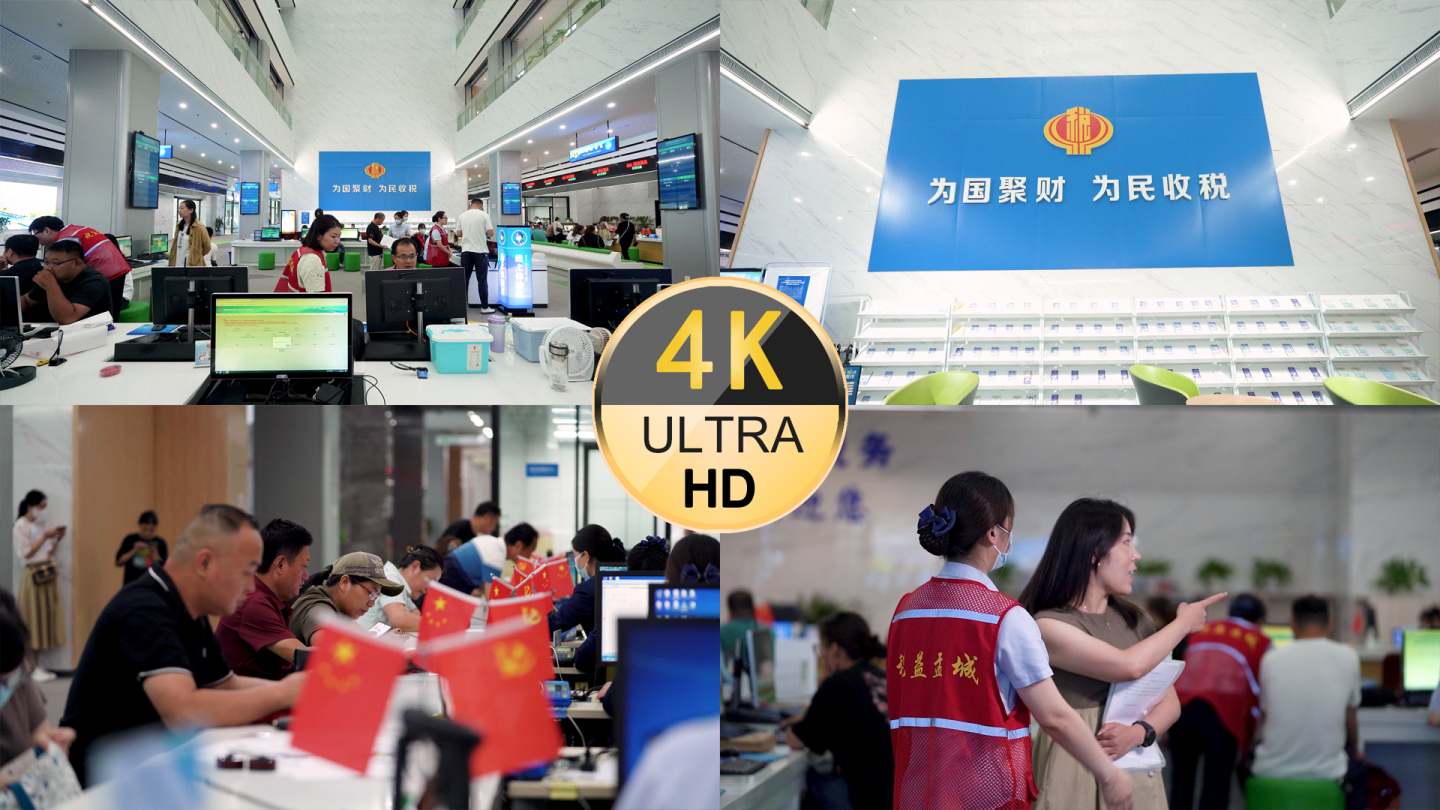 税务局税务大厅办税大厅办公实拍4K