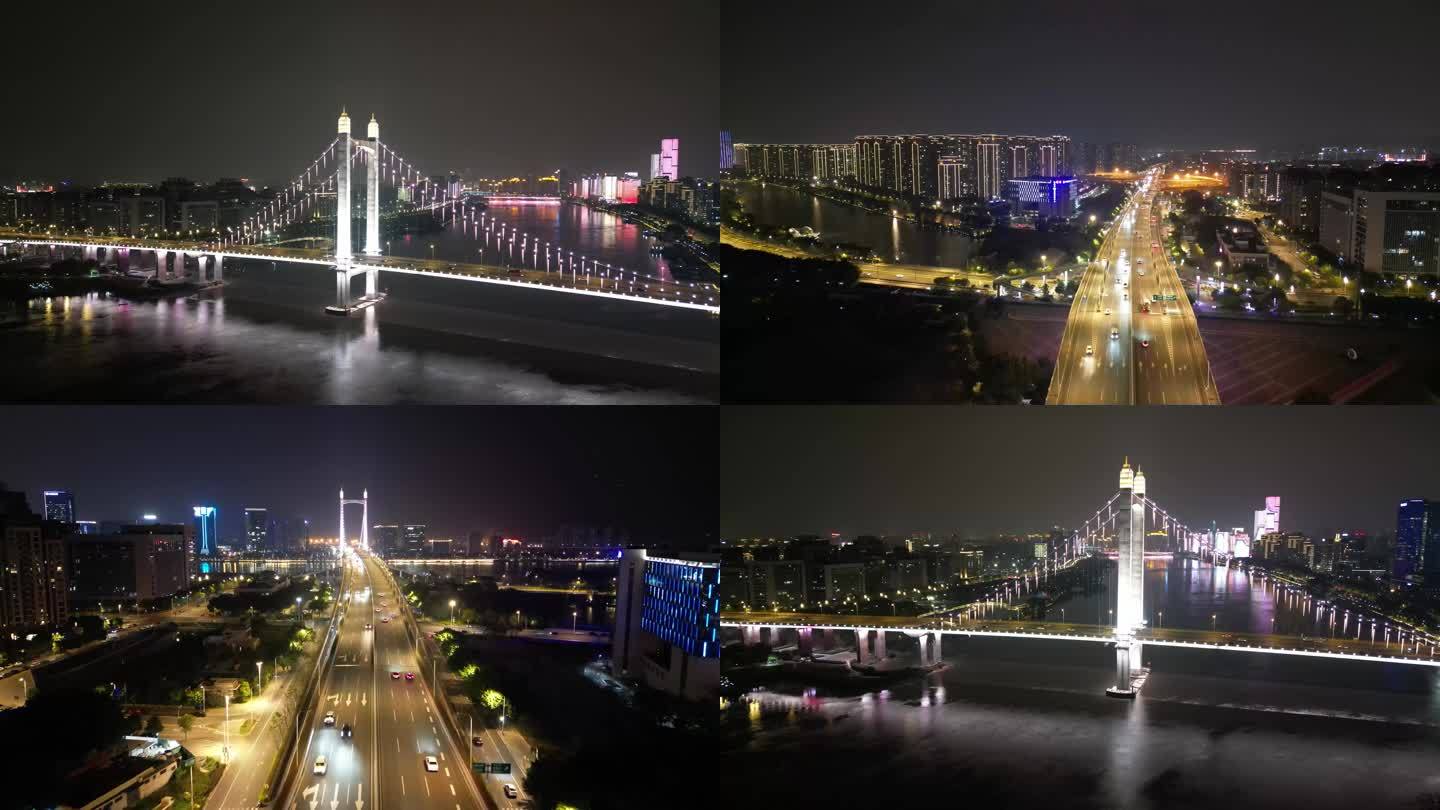 福州鼓山大桥夜景。