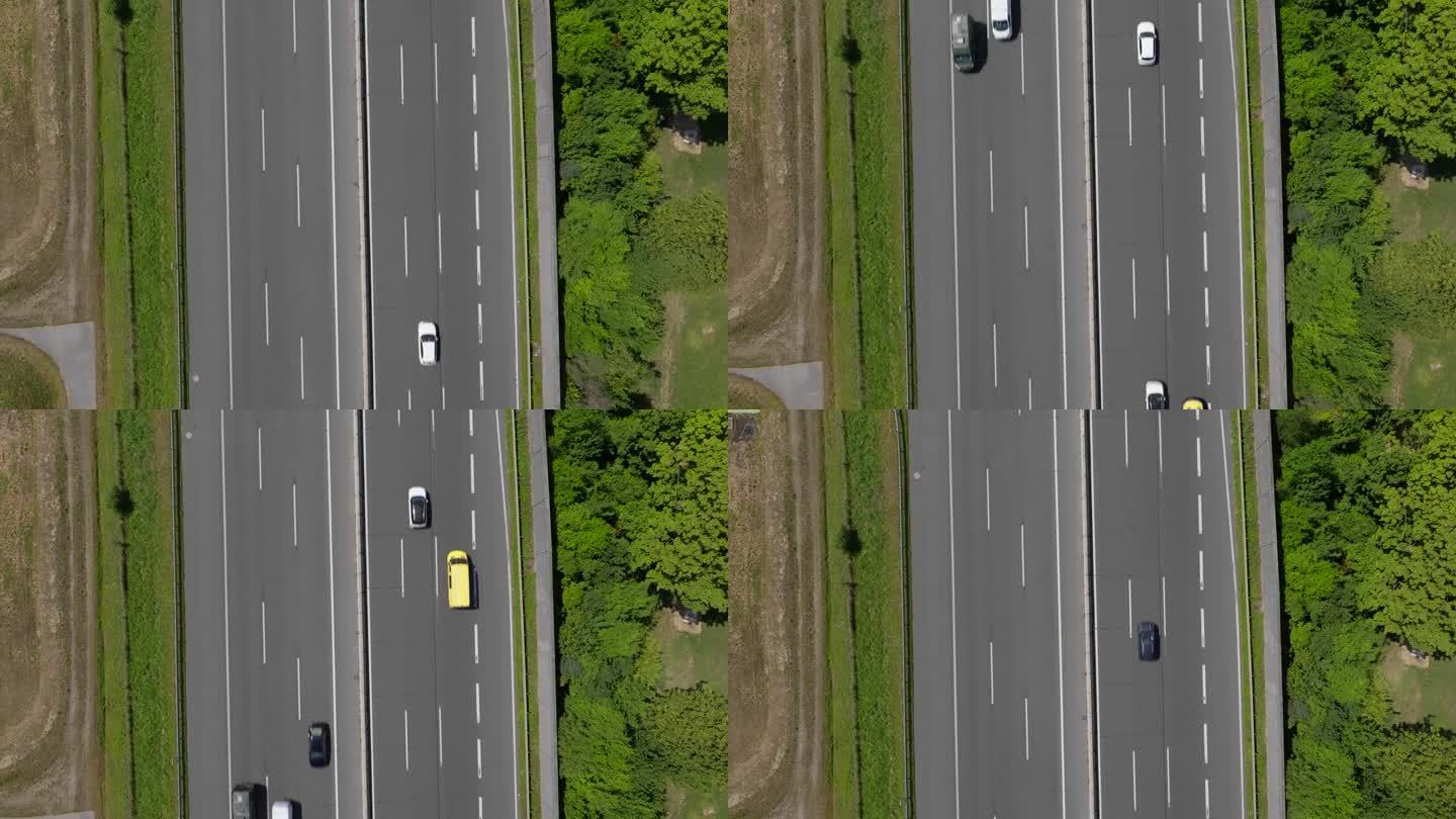 从空中拍摄的六车道高速公路交通