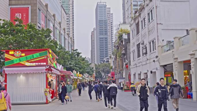 4K实拍广州千年商都北京路步行逛街的市民