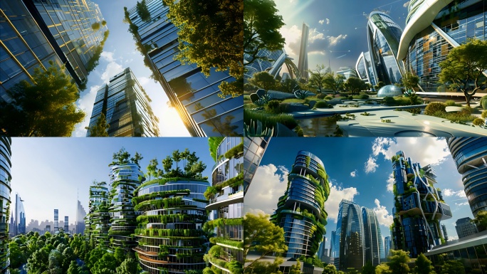 未来现代生态城市建筑 4k