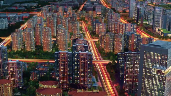 城市大夜景三维动画视频素材