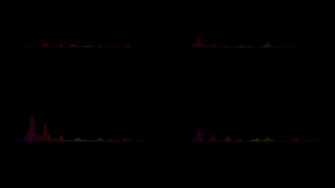 音频频谱，彩色单面发光波形，动画，带alpha通道的声音波形。音频信号。4 k。
