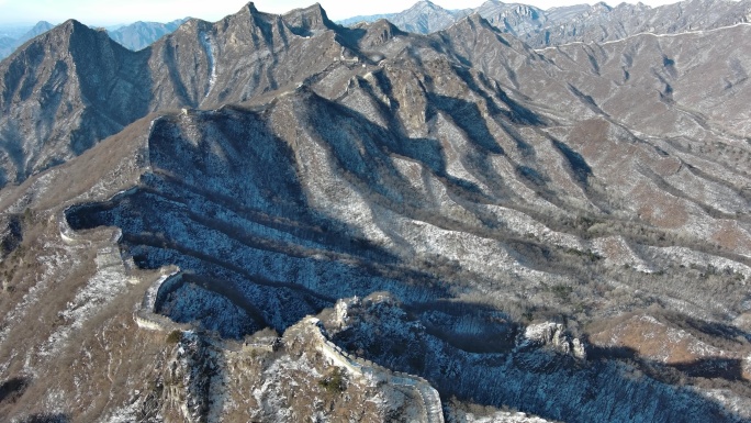 北京野长城箭扣长城雪景航拍