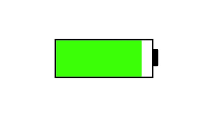 电池充电图标隔离动画在白色背景。