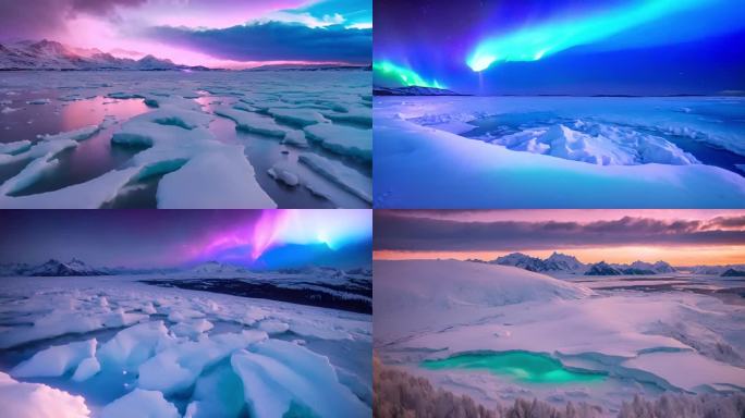 极夜幻彩：极光下的冰原航拍之旅