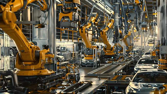 新能源汽车工厂机器人人工智能素材