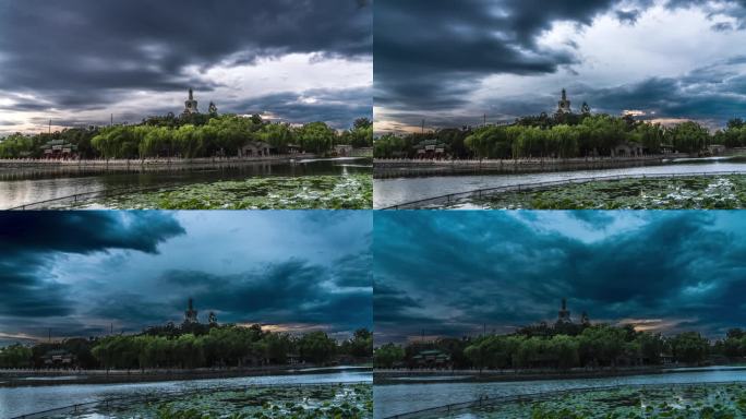 北京北海公园绝美晚霞延时4K