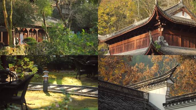 古建筑群特写丽水三宝馆博物馆外景空镜