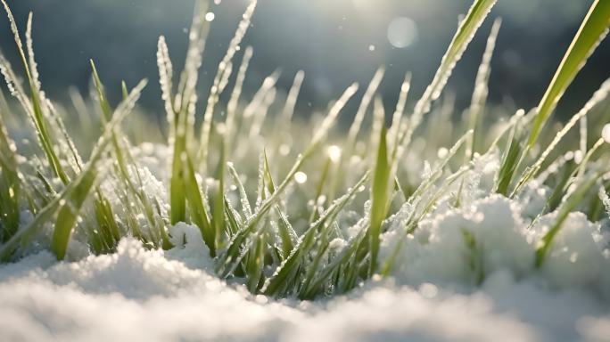 霜降打的小草草地