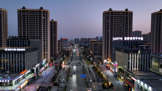 城市商场游乐场夜景航拍