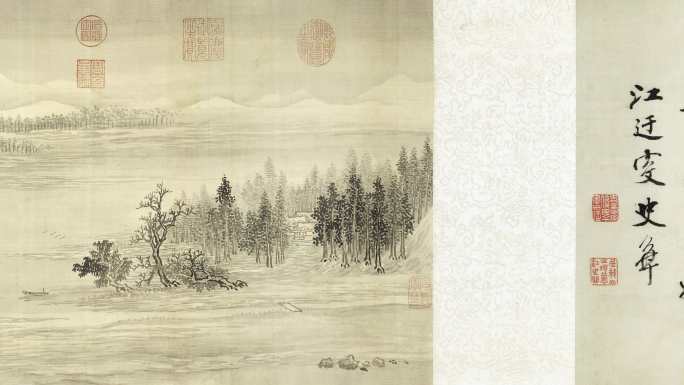 清代王翚夏山烟雨图中国画山水画卷一