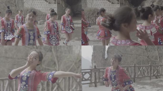 【4k升格】一群贵州少数民族少女舞蹈