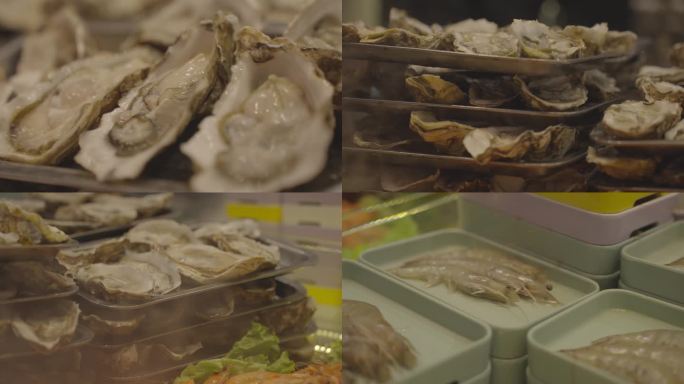 海鲜生蚝虾自助餐厅实拍素材合集