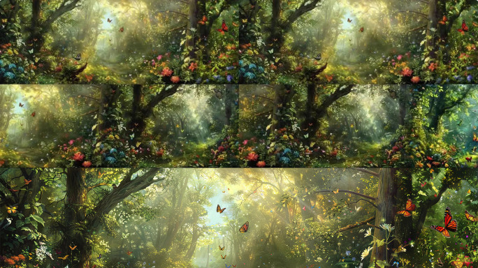 8K超框屏绿色森林素材