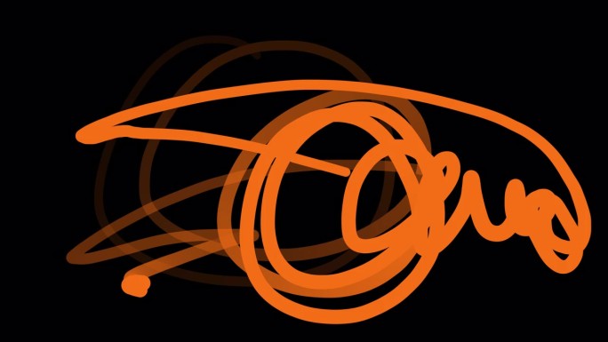 黑色屏幕上的多色涂鸦线。