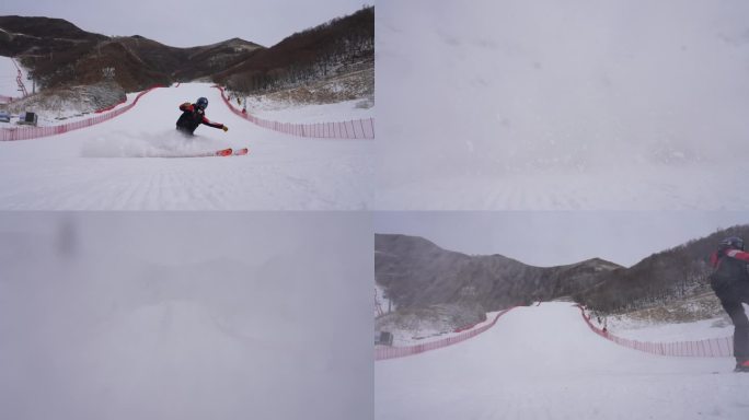 双板滑雪 滑雪雪花覆盖镜头
