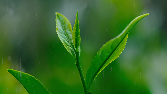 茶 绿茶 春茶 茶园下雨 生长环境