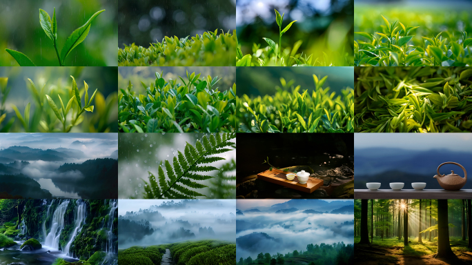 茶 绿茶 春茶 茶园下雨 生长环境