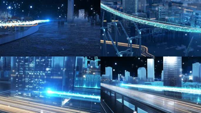 科技城市道路光线穿梭