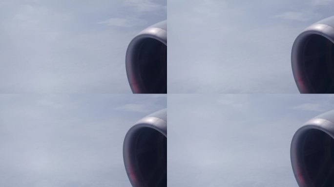 飞机窗外的天空有白云，4K自然景观