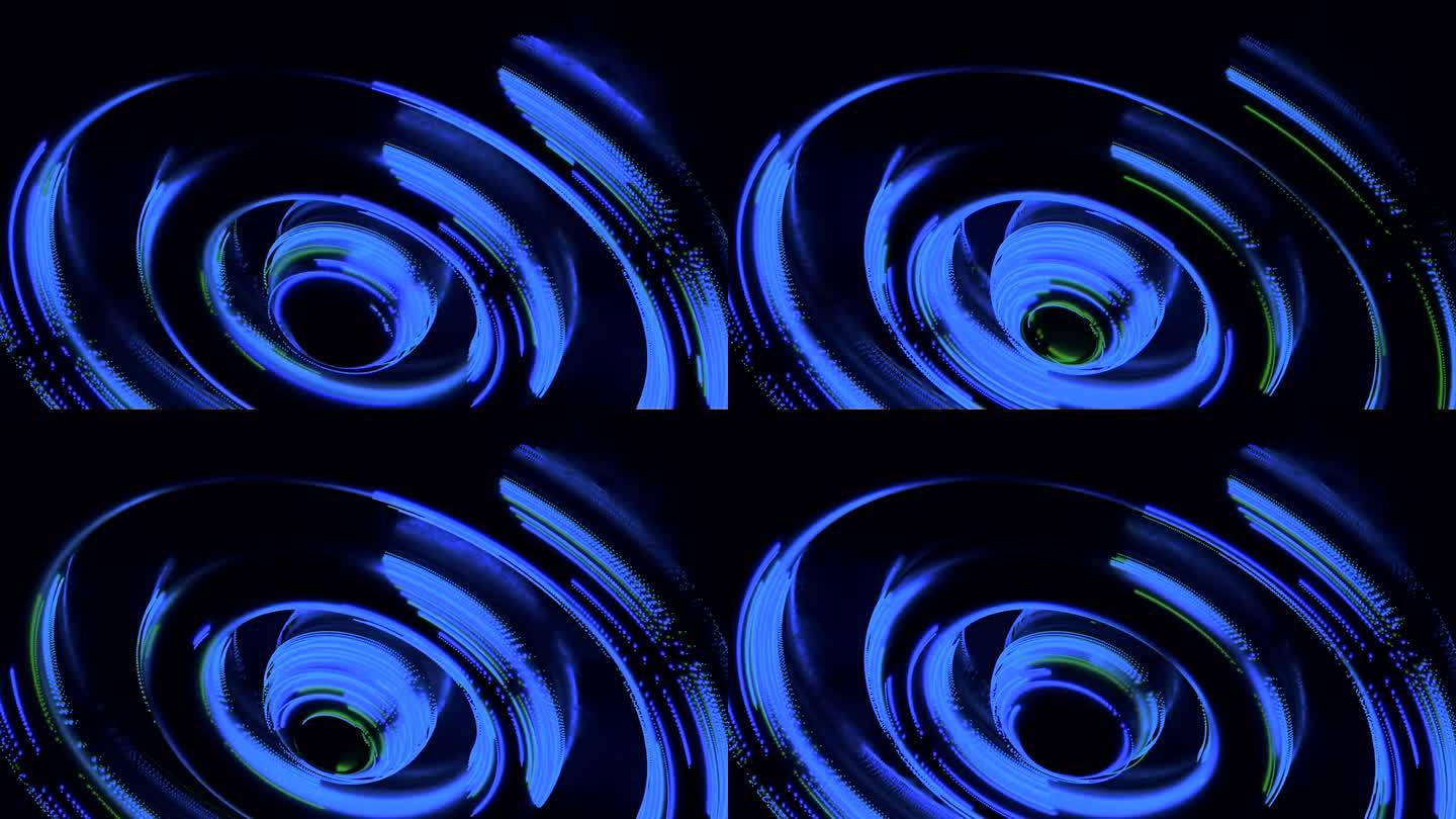 蓝色和红色漏斗。设计。明亮的照明隧道，电脑动画制作的背景被吸走了。高品质4k画面