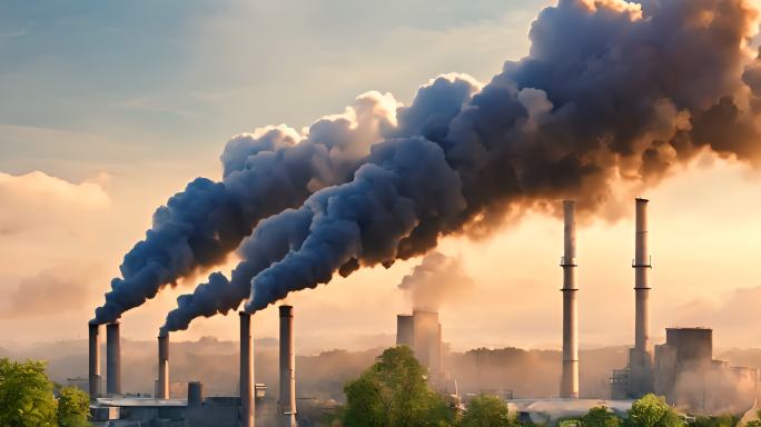 工厂烟囱碳排放废气污染